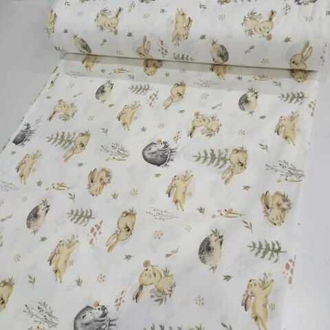 Ayıcık ve Tavşancık Poplin Kumaş