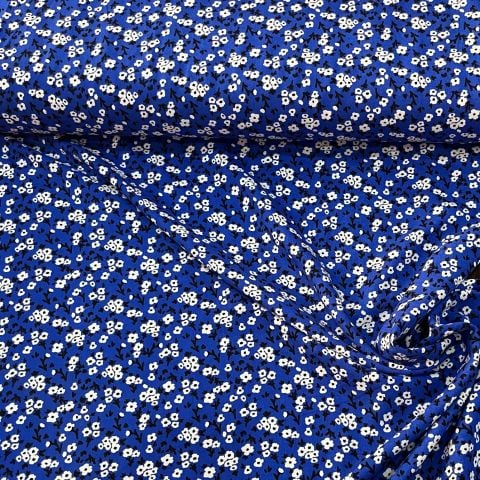 Mavi Mini Papatya Viskon Kumaş