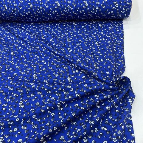 Mavi Rüya Çiçekler Viskon Kumaş