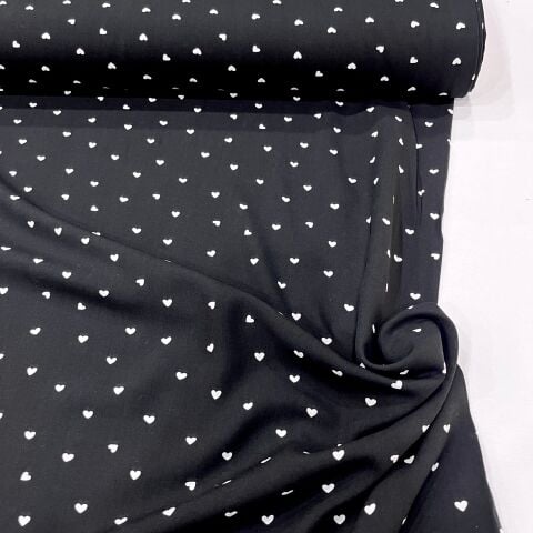 Minik Kalpler Siyah Viskon Kumaş