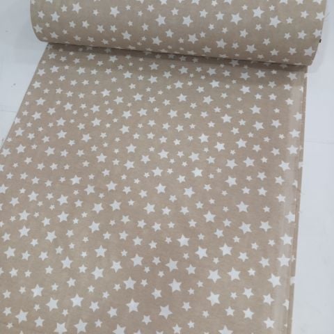 Kahve Yıldızlar Poplin Kumaş