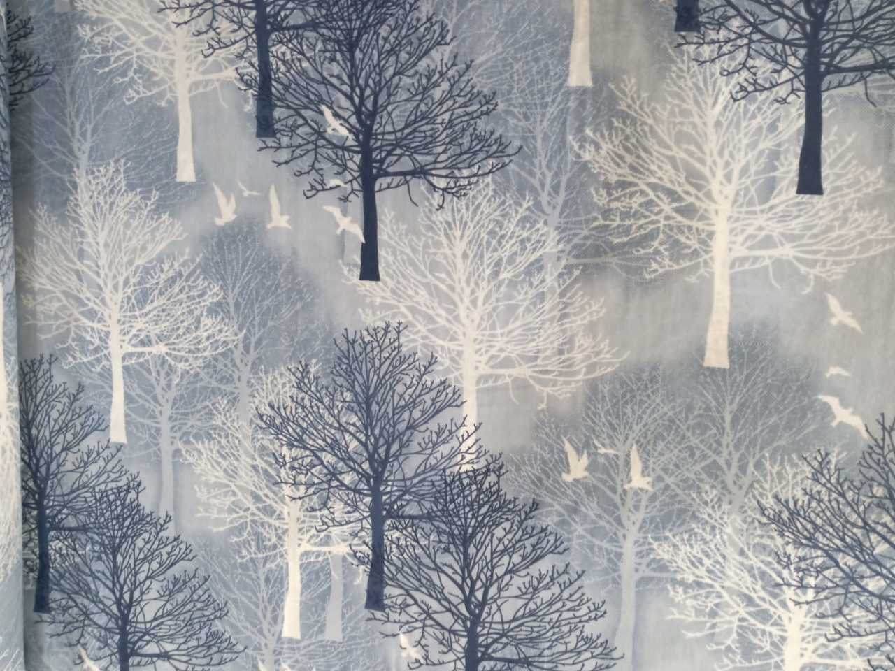 Orman Tablo Poplin Kumaş Mavi