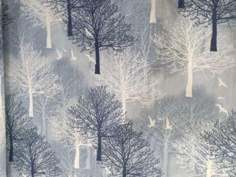 Orman Tablo Poplin Kumaş Mavi