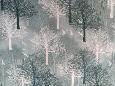 Orman Tablo Poplin Kumaş Su Yeşili