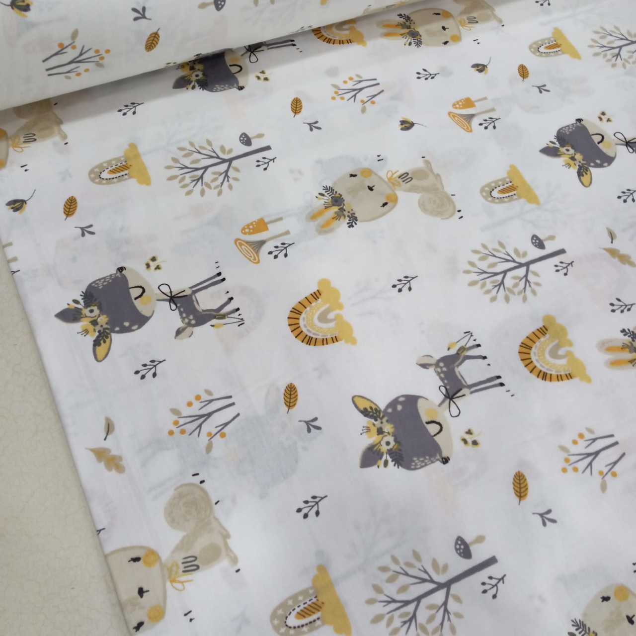 Sarı Gri Bambi Poplin