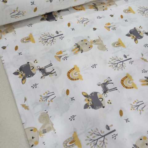 Sarı Gri Bambi Poplin