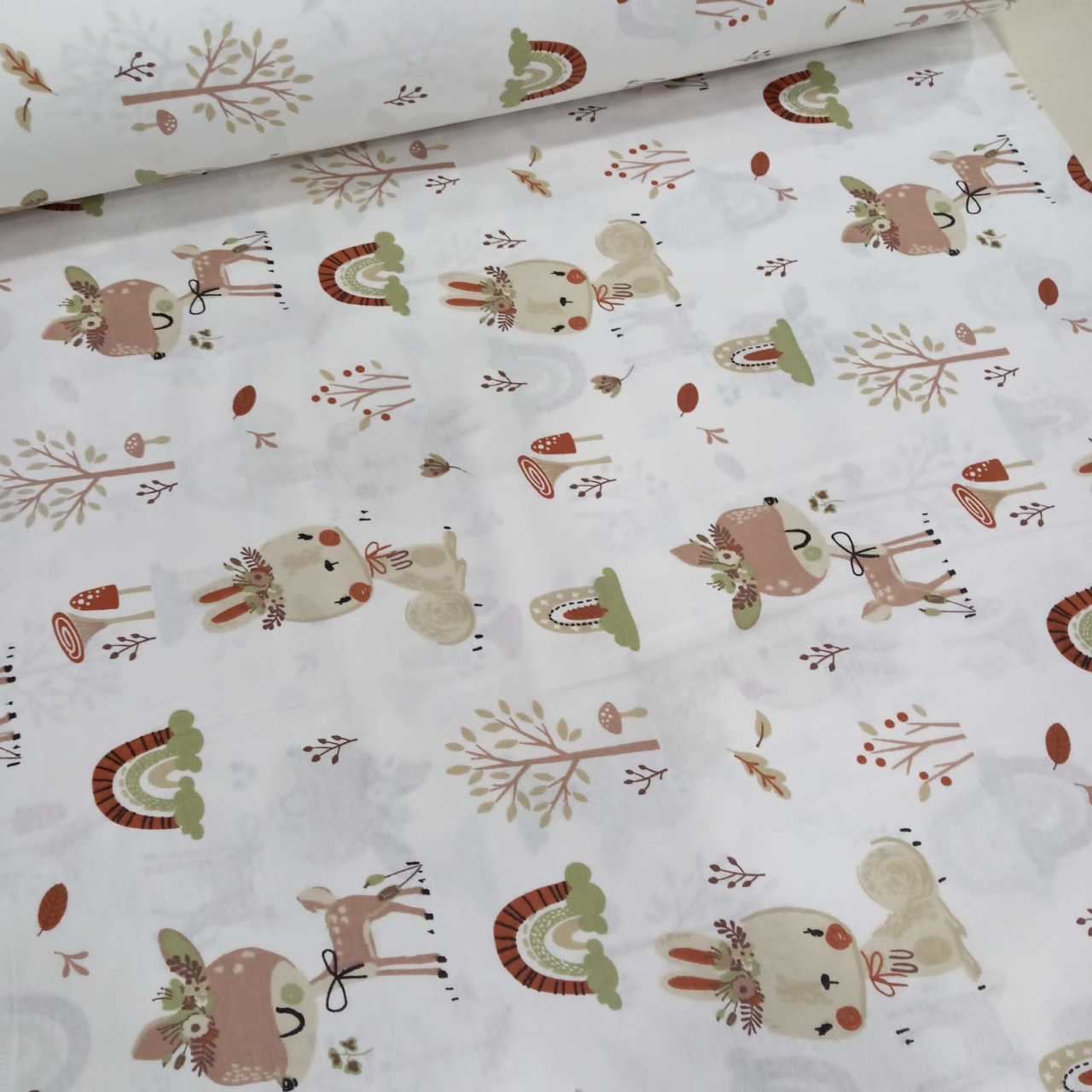 Pastel Kahve Bambi Poplin