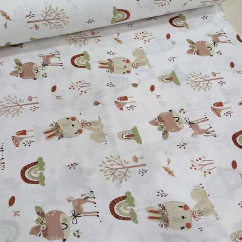 Pastel Kahve Bambi Poplin