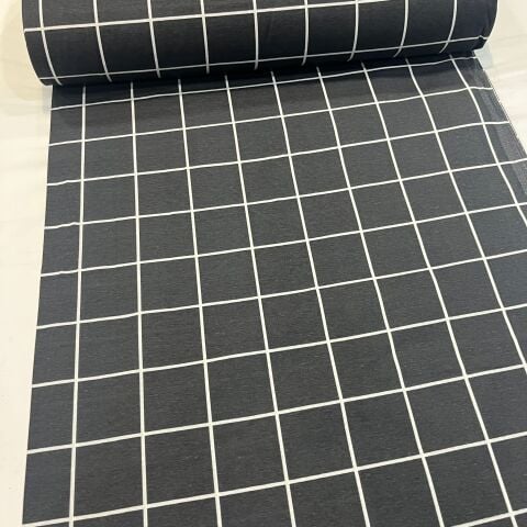 Antrasit Kareli Poplin Kumaş