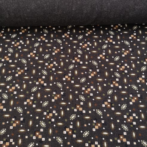 Geometrik Çiçekler Yün Angor Haki Yeşili