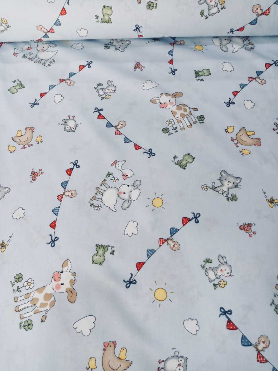 Ali Baba 'nın Çiftliği Poplin (Mavi) Kumaş