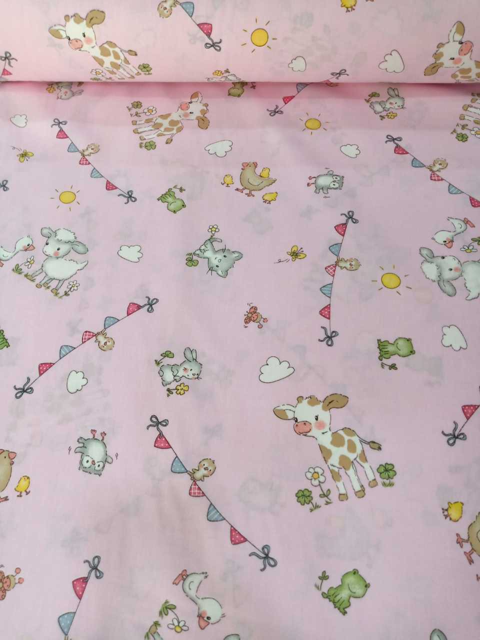 Ali Baba 'nın Çiftliği Poplin (Pembe) Kumaş