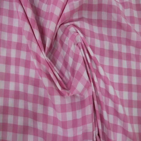 Pembe Büyük Pötikare Zefir Kumaş