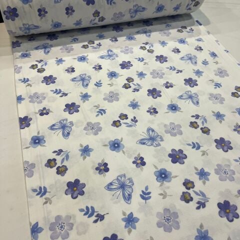 Mavi Kelebek Pazen Kumaş