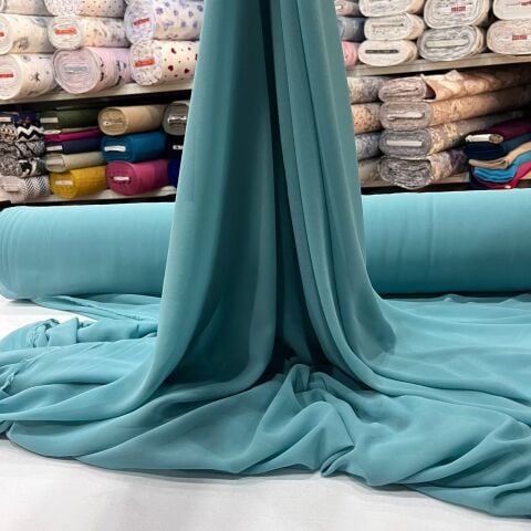 Pastel Turkuaz Şifon Kumaş