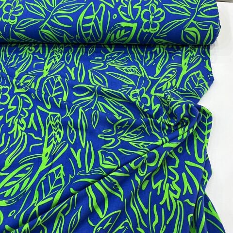 Mavi Palmiye Viskon Kumaş