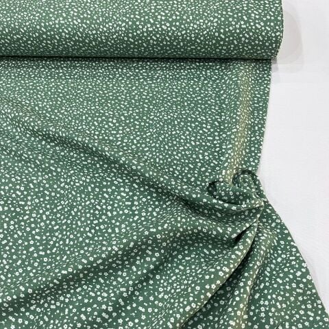 Yeşil Minik Çiçek Bahçesi Viskon Kumaş