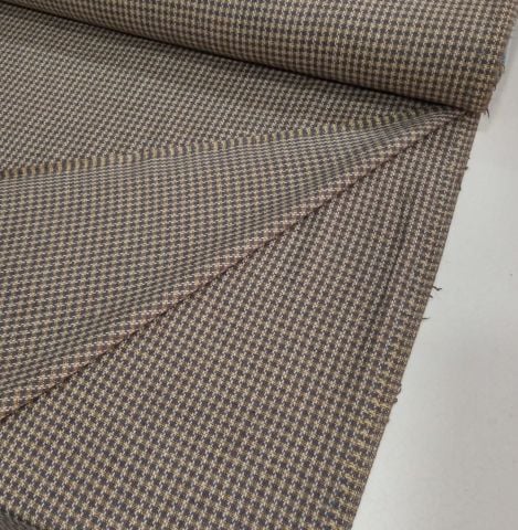 Yünlü Hardal-Kahve Pötikare Kumaş