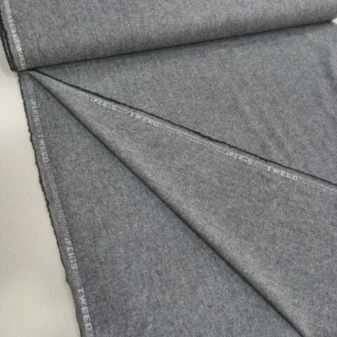 Yünlü Kırçıllı Gri İPEKİŞ Tweed Kumaş