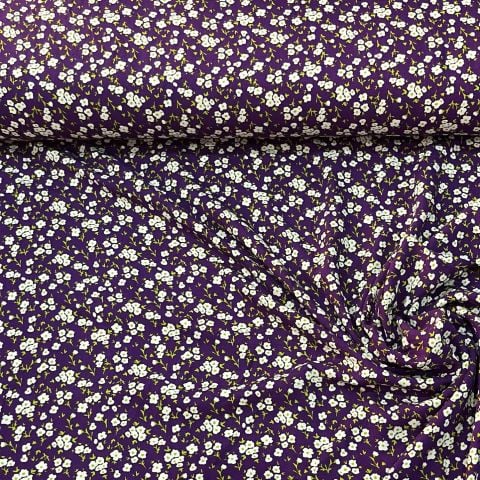 Mor Mini Papatya Viskon Kumaş