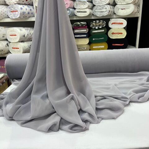 Gümüş Gri Şifon Kumaş