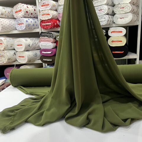 Zeytin Yeşil Şifon Kumaş