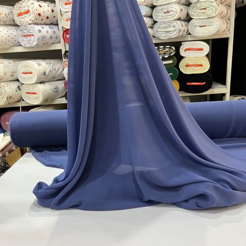 İndigo Mavi Şifon Kumaş