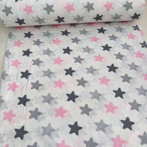 Pembe Gri Yıldızlar Poplin